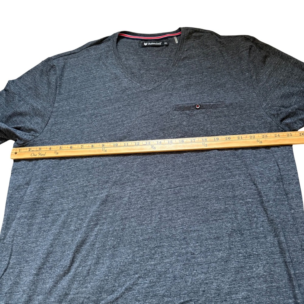 Buttercloth 3XL V-Neck Charcoal Gray Heather Minimalist Short Sleeve Men Shirt - Picture 5 of 9